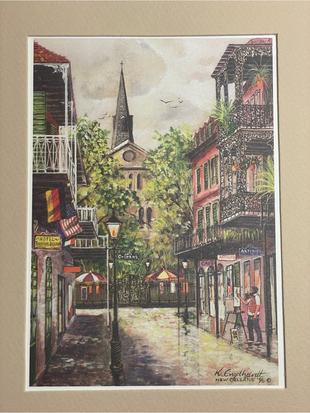 Set of 6 Ken Engelhardt New Orleans Art Prints – Matted – Famous French Quarter